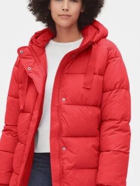 Gap Bright Red Puffer Jacket Sz M Tall